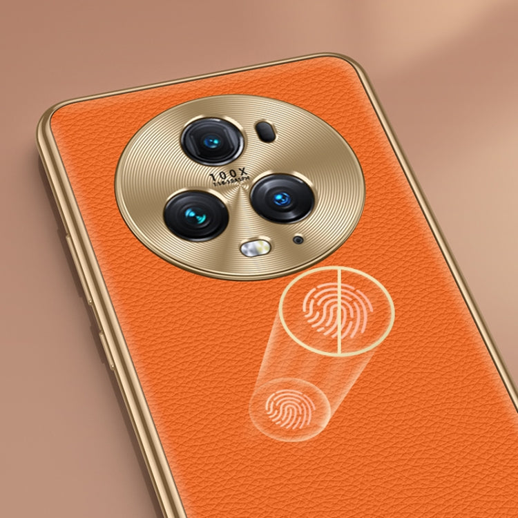 For Honor 90 Pro Litchi Texture Genuine Leather Phone Case(Purple) - Honor Cases by PMC Jewellery | Online Shopping South Africa | PMC Jewellery | Buy Now Pay Later Mobicred