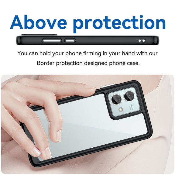 For Motorola Moto G84 Colorful Series Acrylic Hybrid TPU Phone Case(Black)