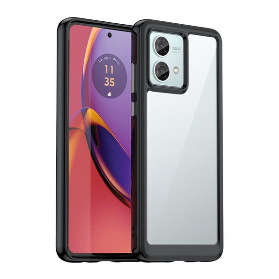 For Motorola Moto G84 Colorful Series Acrylic Hybrid TPU Phone Case(Black)