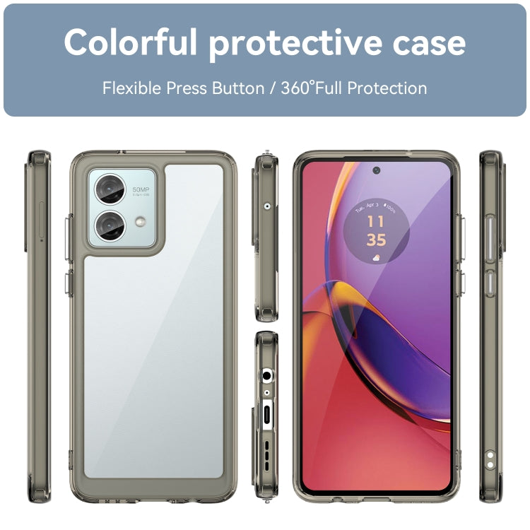 For Motorola Moto G84 Colorful Series Acrylic Hybrid TPU Phone Case(Transparent Grey)
