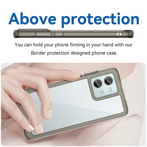 For Motorola Moto G84 Colorful Series Acrylic Hybrid TPU Phone Case(Transparent Grey)