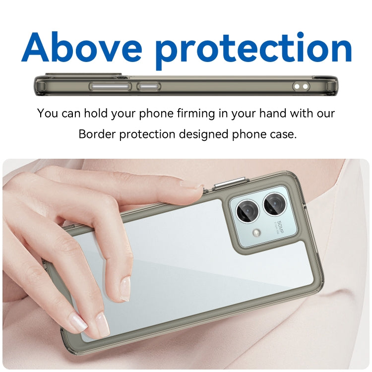 For Motorola Moto G84 Colorful Series Acrylic Hybrid TPU Phone Case(Transparent Grey)