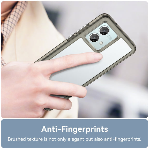 For Motorola Moto G84 Colorful Series Acrylic Hybrid TPU Phone Case(Transparent Grey)