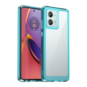 For Motorola Moto G84 Colorful Series Acrylic Hybrid TPU Phone Case(Transparent Blue)