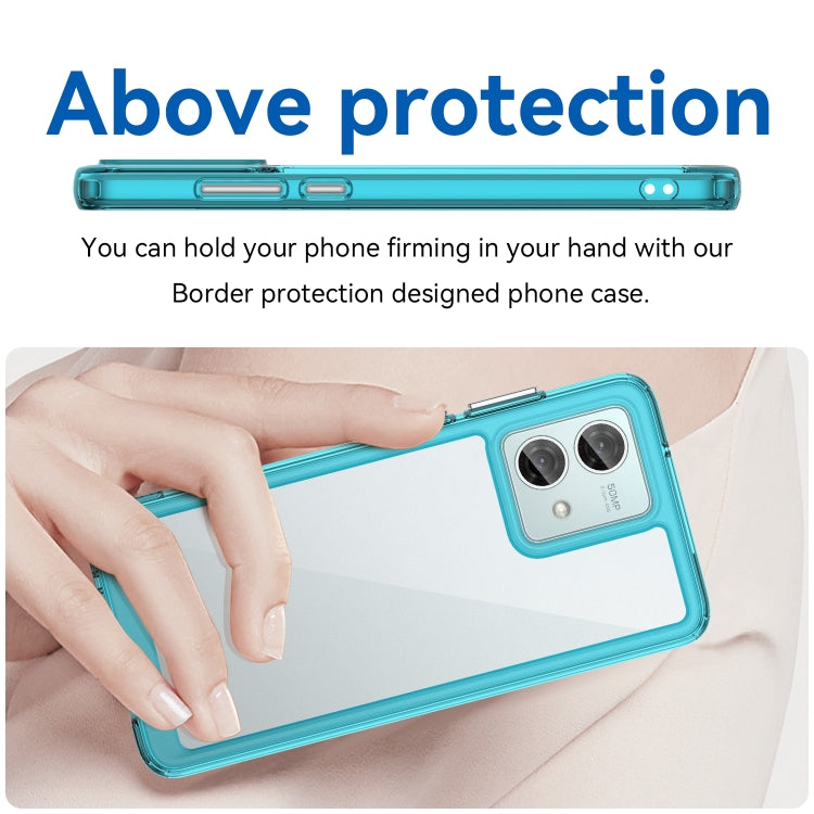 For Motorola Moto G84 Colorful Series Acrylic Hybrid TPU Phone Case(Transparent Blue)