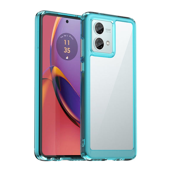 For Motorola Moto G84 Colorful Series Acrylic Hybrid TPU Phone Case(Transparent Blue)