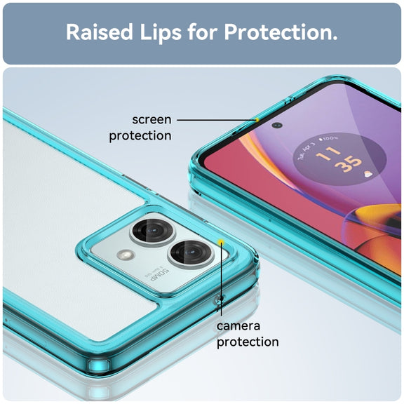 For Motorola Moto G84 Colorful Series Acrylic Hybrid TPU Phone Case(Transparent Blue)