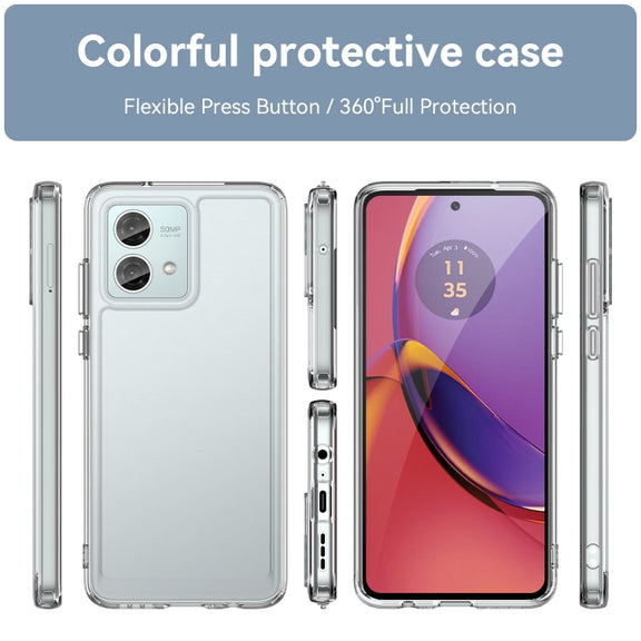 For Motorola Moto G84 Colorful Series Acrylic Hybrid TPU Phone Case(Transparent)