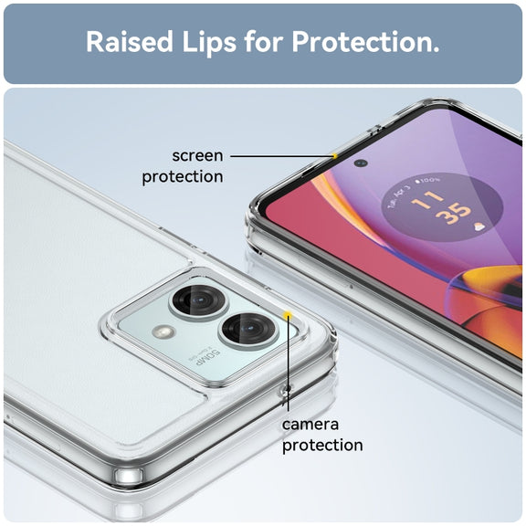 For Motorola Moto G84 Colorful Series Acrylic Hybrid TPU Phone Case(Transparent)