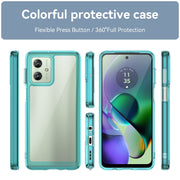 For Motorola Moto G54 Global Colorful Series Acrylic Hybrid TPU Phone Case(Transparent Blue)