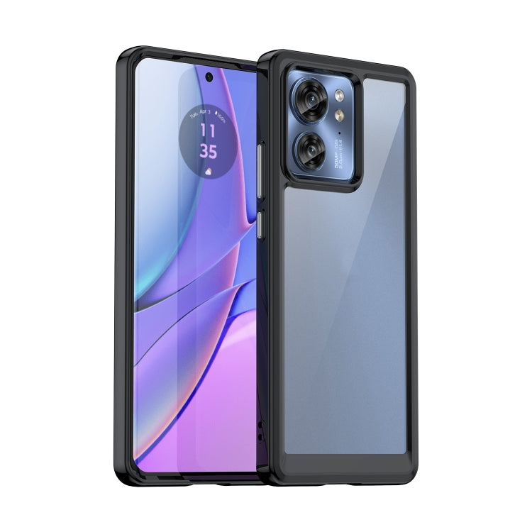 For Motorola Edge 2023 US Colorful Series Acrylic Hybrid TPU Phone Case(Black) - Motorola Cases by PMC TechLife | Online Shopping South Africa | PMC TechLife | Buy Now Pay Later Mobicred