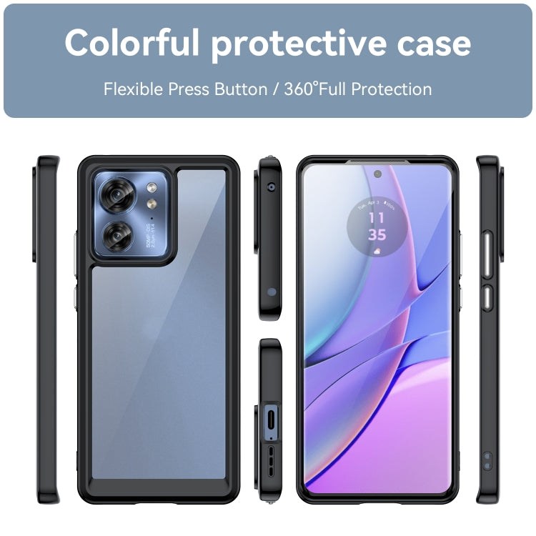 For Motorola Edge 2023 US Colorful Series Acrylic Hybrid TPU Phone Case(Black) - Motorola Cases by PMC TechLife | Online Shopping South Africa | PMC TechLife | Buy Now Pay Later Mobicred