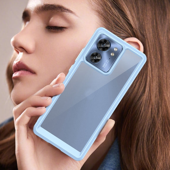 For Motorola Edge 2023 US Colorful Series Acrylic Hybrid TPU Phone Case(Blue)
