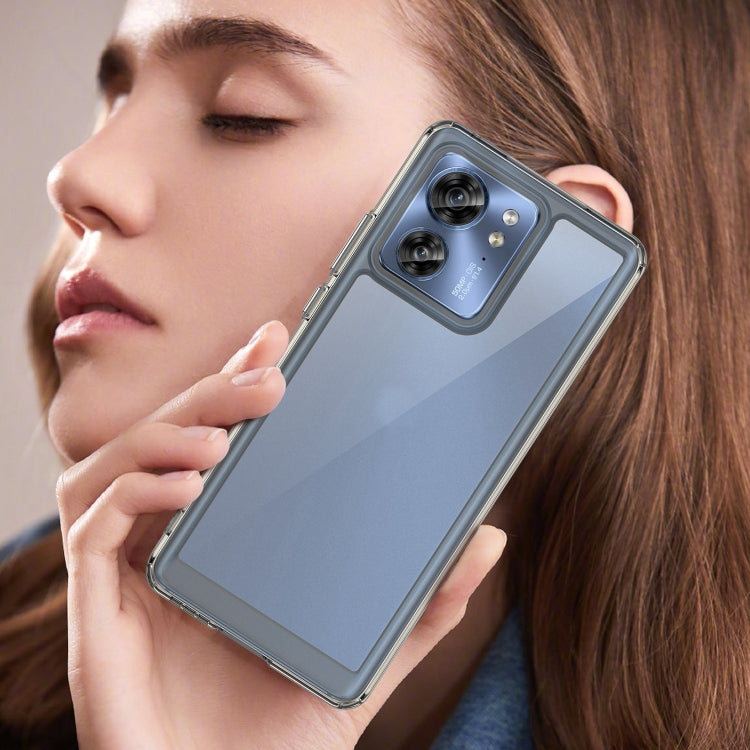 For Motorola Edge 2023 US Colorful Series Acrylic Hybrid TPU Phone Case(Transparent Grey)