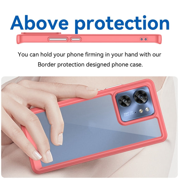 For Motorola Edge 2023 Global Colorful Series Acrylic Hybrid TPU Phone Case(Red)