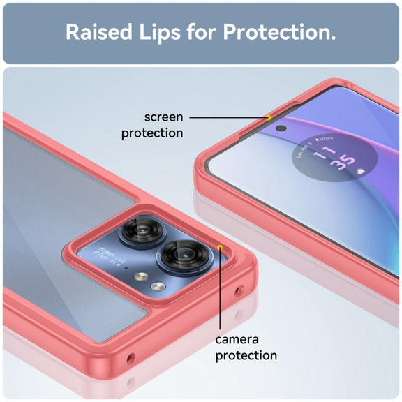 For Motorola Edge 2023 Global Colorful Series Acrylic Hybrid TPU Phone Case(Red)