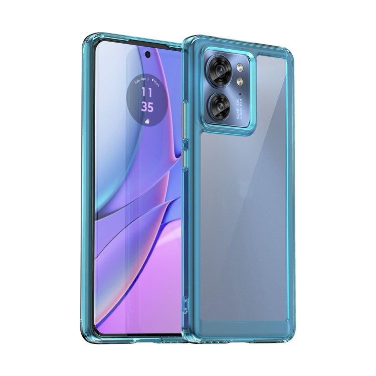 For Motorola Edge 2023 Global Colorful Series Acrylic Hybrid TPU Phone Case(Transparent Blue) - Motorola Cases by PMC TechLife | Online Shopping South Africa | PMC TechLife | Buy Now Pay Later Mobicred