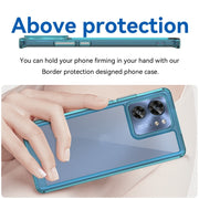 For Motorola Edge 2023 Global Colorful Series Acrylic Hybrid TPU Phone Case(Transparent Blue)