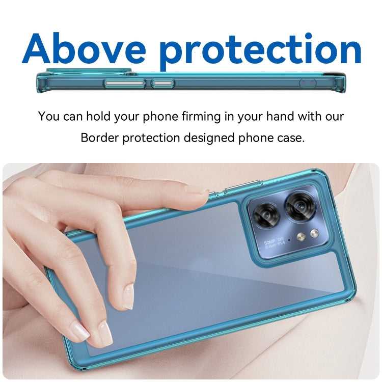 For Motorola Edge 2023 Global Colorful Series Acrylic Hybrid TPU Phone Case(Transparent Blue)
