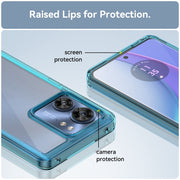 For Motorola Edge 2023 Global Colorful Series Acrylic Hybrid TPU Phone Case(Transparent Blue)