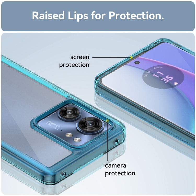 For Motorola Edge 2023 Global Colorful Series Acrylic Hybrid TPU Phone Case(Transparent Blue)