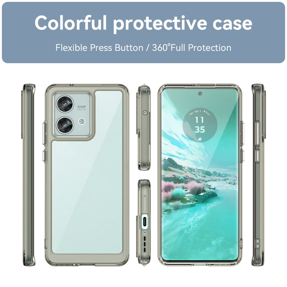 For Motorola Edge 40 Neo Colorful Series Acrylic Hybrid TPU Phone Case(Transparent Grey)
