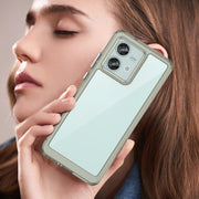 For Motorola Edge 40 Neo Colorful Series Acrylic Hybrid TPU Phone Case(Transparent Grey)