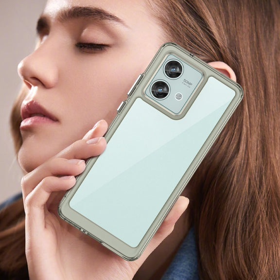For Motorola Edge 40 Neo Colorful Series Acrylic Hybrid TPU Phone Case(Transparent Grey)