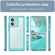 For Motorola Edge 40 Neo Colorful Series Acrylic Hybrid TPU Phone Case(Transparent Blue)