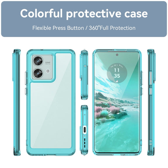 For Motorola Edge 40 Neo Colorful Series Acrylic Hybrid TPU Phone Case(Transparent Blue)