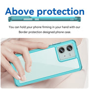 For Motorola Edge 40 Neo Colorful Series Acrylic Hybrid TPU Phone Case(Transparent Blue)