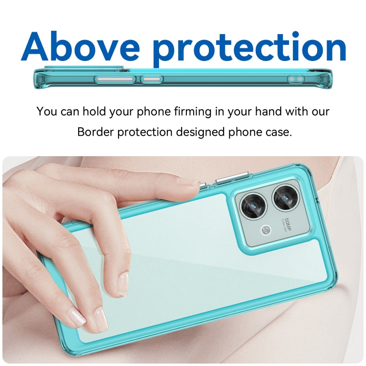 For Motorola Edge 40 Neo Colorful Series Acrylic Hybrid TPU Phone Case(Transparent Blue)