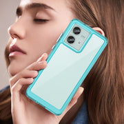 For Motorola Edge 40 Neo Colorful Series Acrylic Hybrid TPU Phone Case(Transparent Blue)