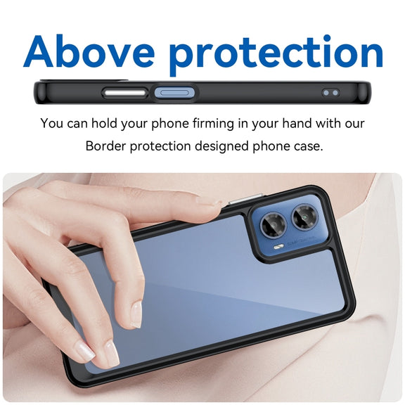 For Motorola Moto G34 Colorful Series Acrylic Hybrid TPU Phone Case(Black)