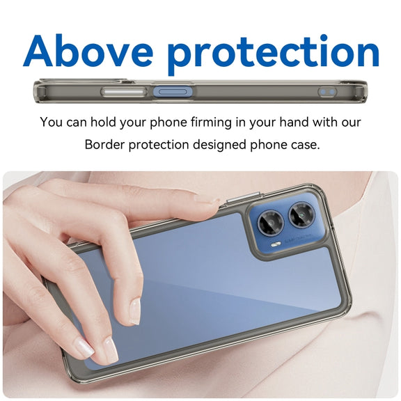 For Motorola Moto G34 Colorful Series Acrylic Hybrid TPU Phone Case(Transparent Grey)