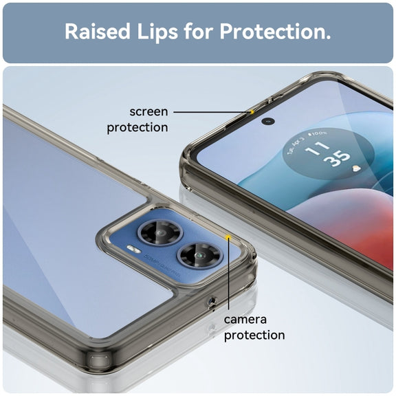 For Motorola Moto G34 Colorful Series Acrylic Hybrid TPU Phone Case(Transparent Grey)