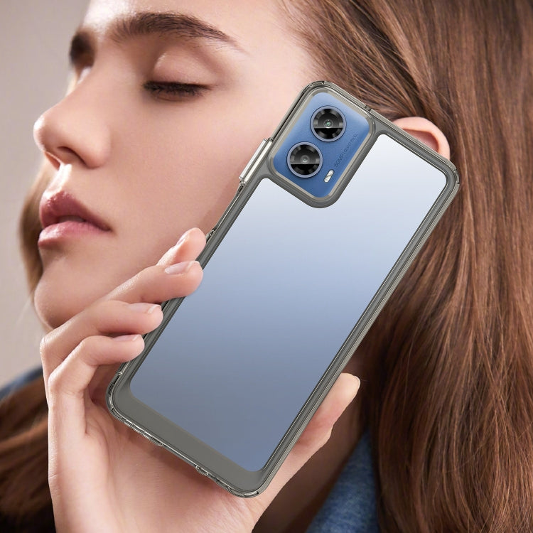 For Motorola Moto G34 Colorful Series Acrylic Hybrid TPU Phone Case(Transparent Grey)