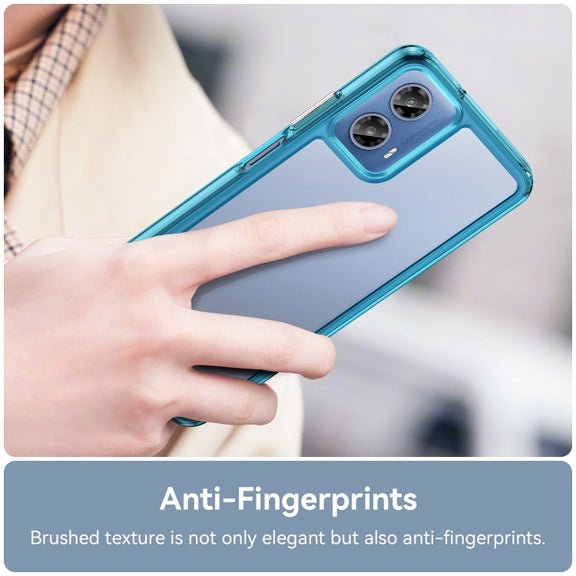 For Motorola Moto G34 Colorful Series Acrylic Hybrid TPU Phone Case(Transparent Blue)