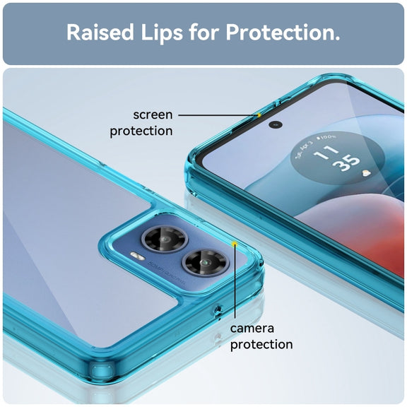 For Motorola Moto G34 Colorful Series Acrylic Hybrid TPU Phone Case(Transparent Blue)