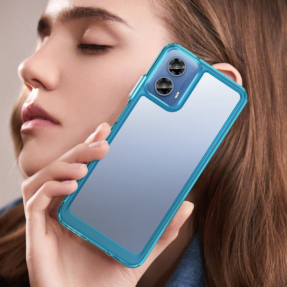 For Motorola Moto G34 Colorful Series Acrylic Hybrid TPU Phone Case(Transparent Blue)