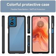 For Motorola Moto G04 Colorful Series Acrylic Hybrid TPU Phone Case(Black)