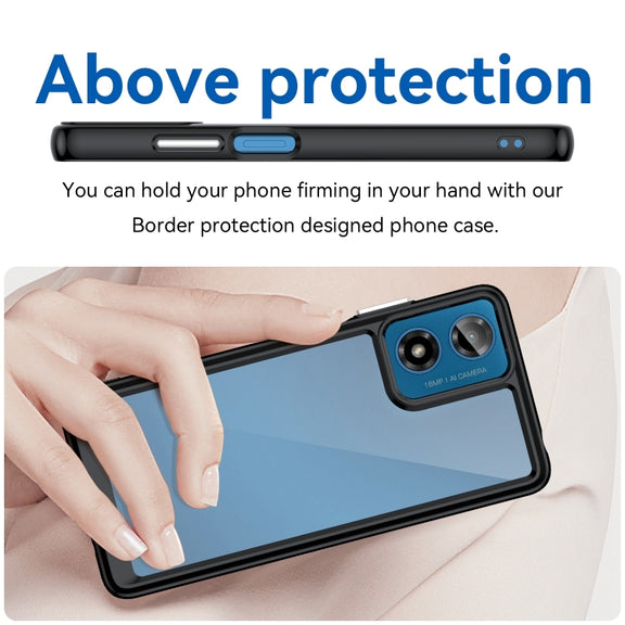 For Motorola Moto G04 Colorful Series Acrylic Hybrid TPU Phone Case(Black)