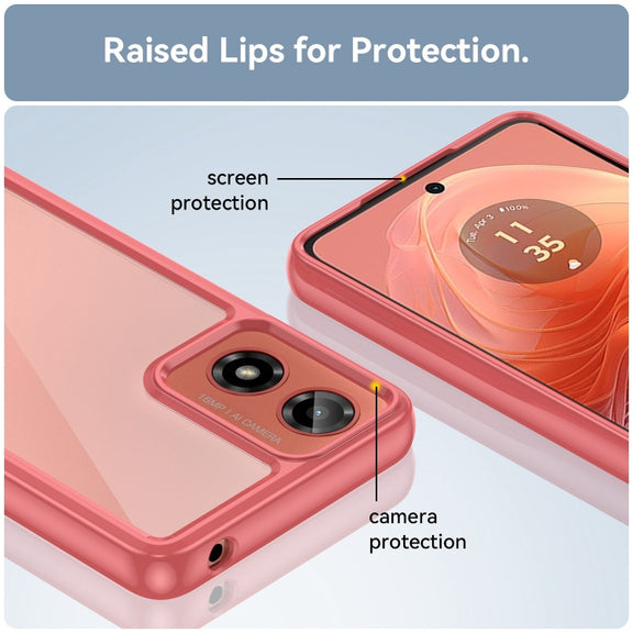 For Motorola Moto G04 Colorful Series Acrylic Hybrid TPU Phone Case(Red)