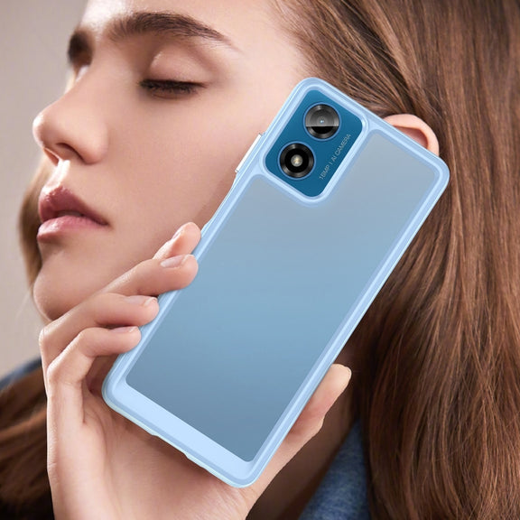 For Motorola Moto G04 Colorful Series Acrylic Hybrid TPU Phone Case(Blue)
