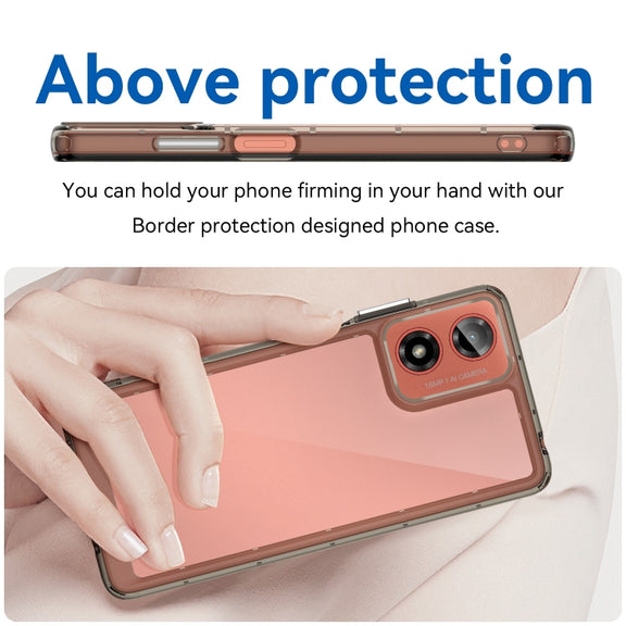For Motorola Moto G04 Colorful Series Acrylic Hybrid TPU Phone Case(Transparent Grey)