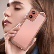 For Motorola Moto G04 Colorful Series Acrylic Hybrid TPU Phone Case(Transparent Grey)