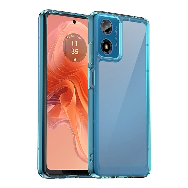 For Motorola Moto G04 Colorful Series Acrylic Hybrid TPU Phone Case(Transparent Blue) - Motorola Cases by PMC TechLife | Online Shopping South Africa | PMC TechLife | Buy Now Pay Later Mobicred