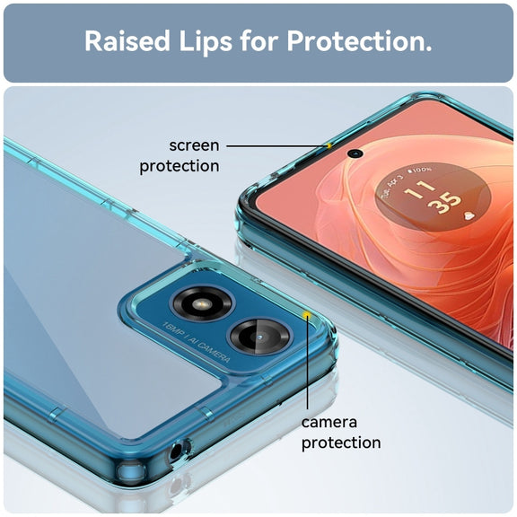 For Motorola Moto G04 Colorful Series Acrylic Hybrid TPU Phone Case(Transparent Blue)