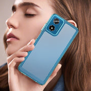 For Motorola Moto G04 Colorful Series Acrylic Hybrid TPU Phone Case(Transparent Blue)