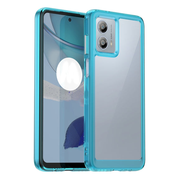 For Motorola Moto G53 5G Colorful Series Acrylic Hybrid TPU Phone Case(Transparent Blue)